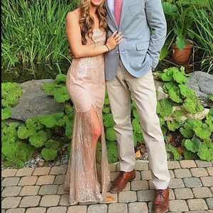 Beautiful long nude sparkly formal dress